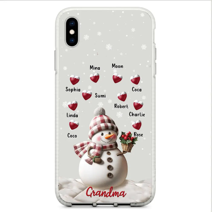 Custom Personalized Snowman Grandma Phone Case - Christmas Gift Idea For Grandma - Up to 10 Kids - Case For iPhone/Samsung