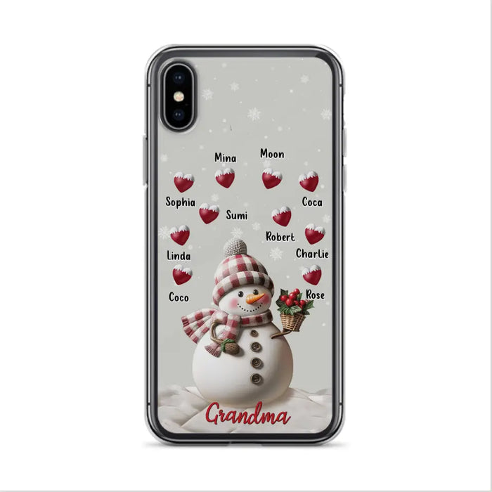 Custom Personalized Snowman Grandma Phone Case - Christmas Gift Idea For Grandma - Up to 10 Kids - Case For iPhone/Samsung