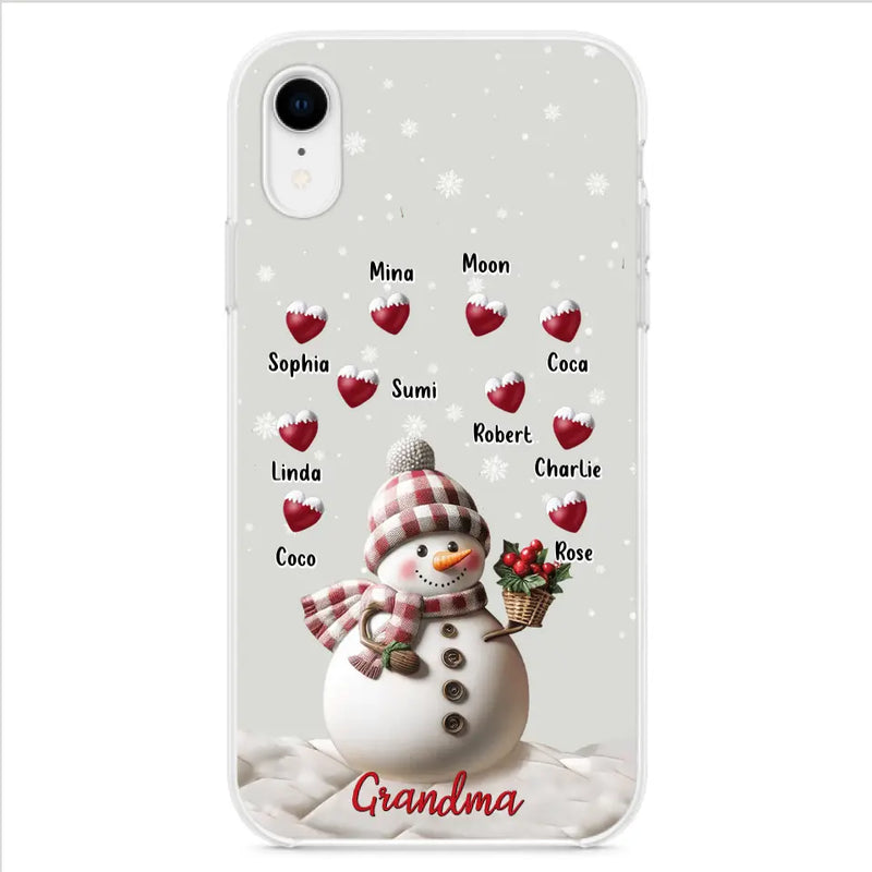 Personalized Snowman Grandma Phone Case - Christmas Gift Idea For Grandma - Up to 10 Kids - Case For iPhone/Samsung