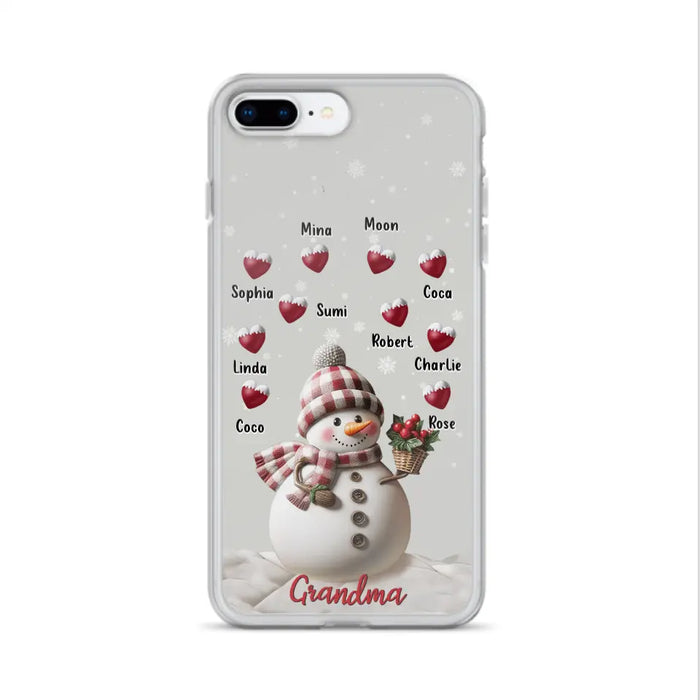 Custom Personalized Snowman Grandma Phone Case - Christmas Gift Idea For Grandma - Up to 10 Kids - Case For iPhone/Samsung