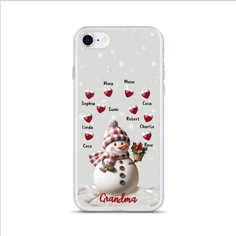 Personalized Snowman Grandma Phone Case - Christmas Gift Idea For Grandma - Up to 10 Kids - Case For iPhone/Samsung