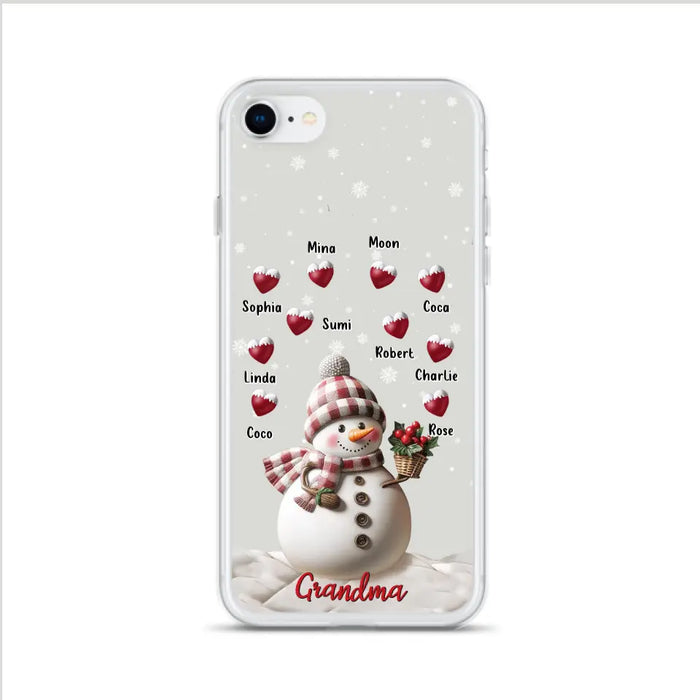 Custom Personalized Snowman Grandma Phone Case - Christmas Gift Idea For Grandma - Up to 10 Kids - Case For iPhone/Samsung