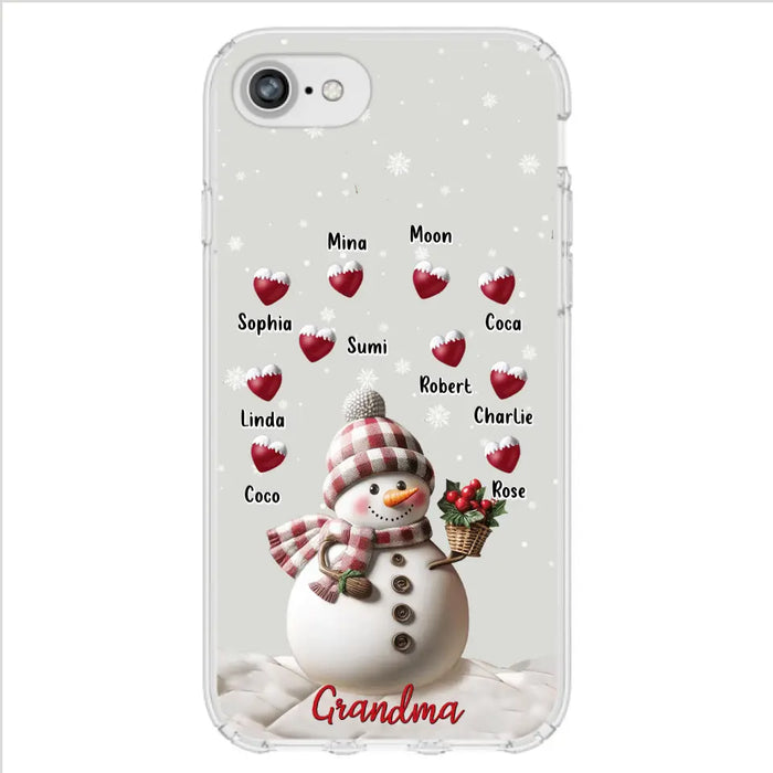 Custom Personalized Snowman Grandma Phone Case - Christmas Gift Idea For Grandma - Up to 10 Kids - Case For iPhone/Samsung