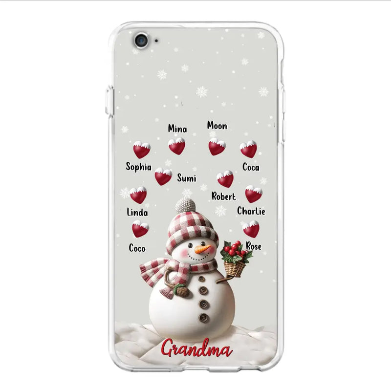 Personalized Snowman Grandma Phone Case - Christmas Gift Idea For Grandma - Up to 10 Kids - Case For iPhone/Samsung