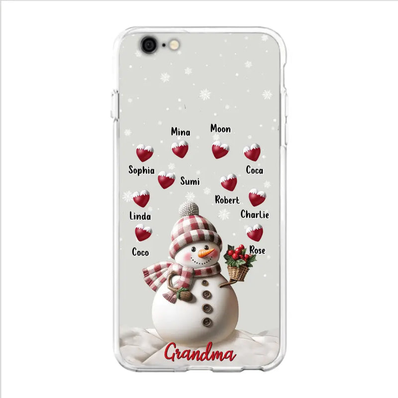 Personalized Snowman Grandma Phone Case - Christmas Gift Idea For Grandma - Up to 10 Kids - Case For iPhone/Samsung