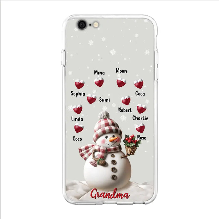 Custom Personalized Snowman Grandma Phone Case - Christmas Gift Idea For Grandma - Up to 10 Kids - Case For iPhone/Samsung