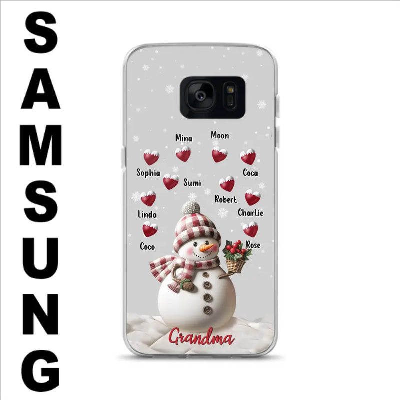 Personalized Snowman Grandma Phone Case - Christmas Gift Idea For Grandma - Up to 10 Kids - Case For iPhone/Samsung