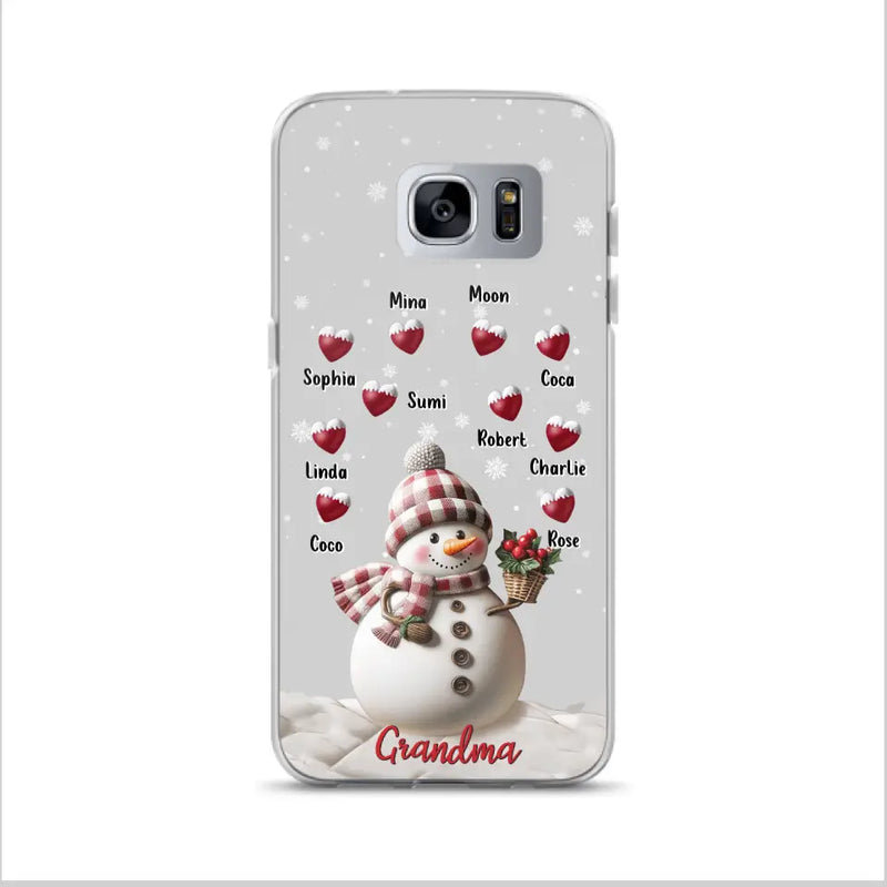 Personalized Snowman Grandma Phone Case - Christmas Gift Idea For Grandma - Up to 10 Kids - Case For iPhone/Samsung