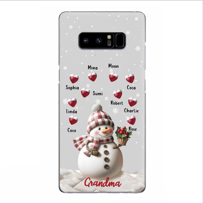 Custom Personalized Snowman Grandma Phone Case - Christmas Gift Idea For Grandma - Up to 10 Kids - Case For iPhone/Samsung