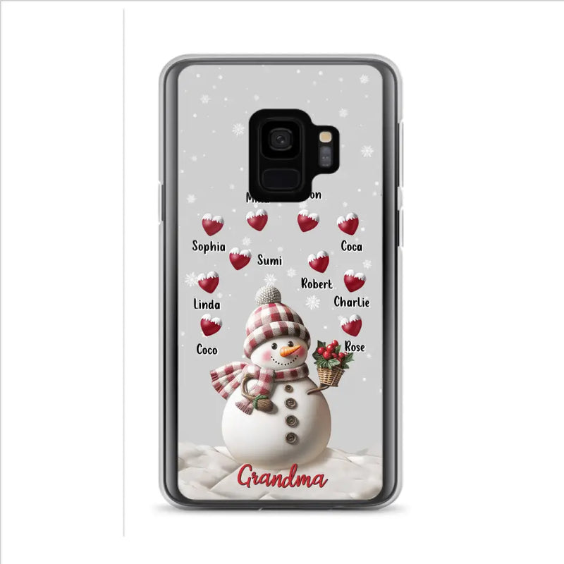 Personalized Snowman Grandma Phone Case - Christmas Gift Idea For Grandma - Up to 10 Kids - Case For iPhone/Samsung