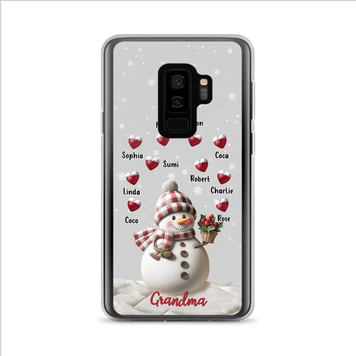 Custom Personalized Snowman Grandma Phone Case - Christmas Gift Idea For Grandma - Up to 10 Kids - Case For iPhone/Samsung