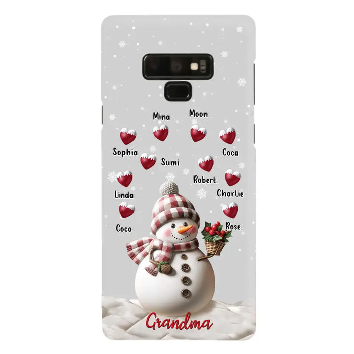 Custom Personalized Snowman Grandma Phone Case - Christmas Gift Idea For Grandma - Up to 10 Kids - Case For iPhone/Samsung