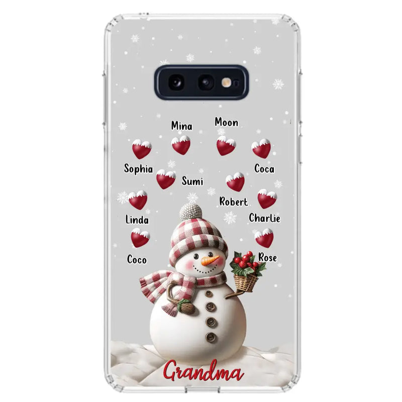 Personalized Snowman Grandma Phone Case - Christmas Gift Idea For Grandma - Up to 10 Kids - Case For iPhone/Samsung