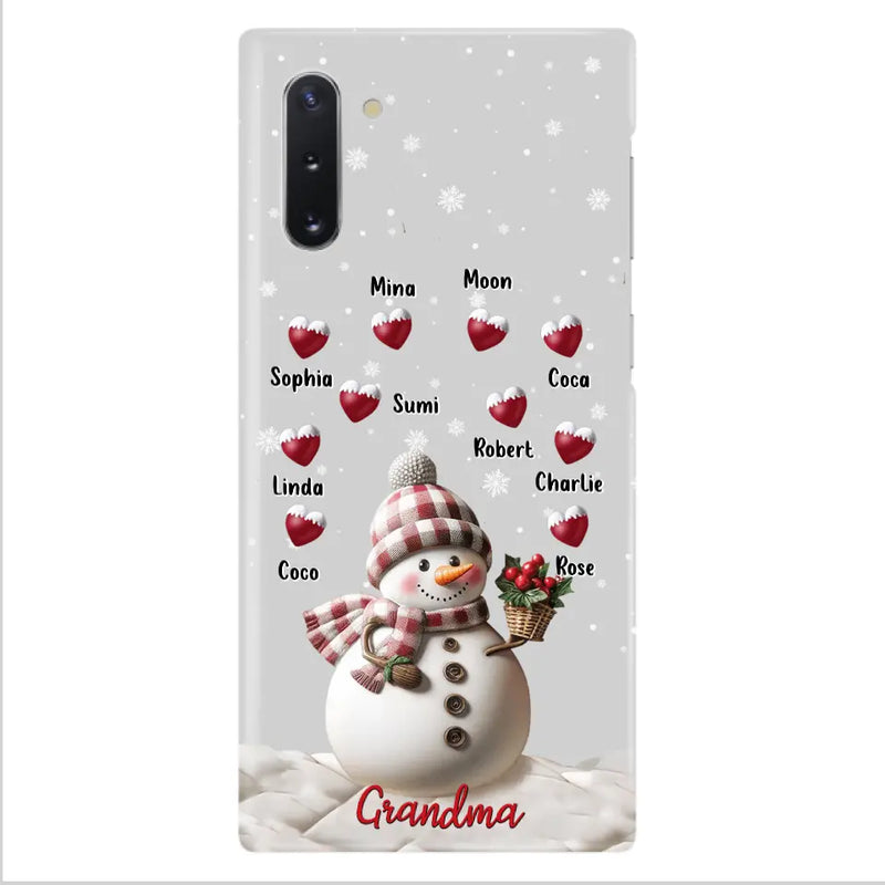 Personalized Snowman Grandma Phone Case - Christmas Gift Idea For Grandma - Up to 10 Kids - Case For iPhone/Samsung
