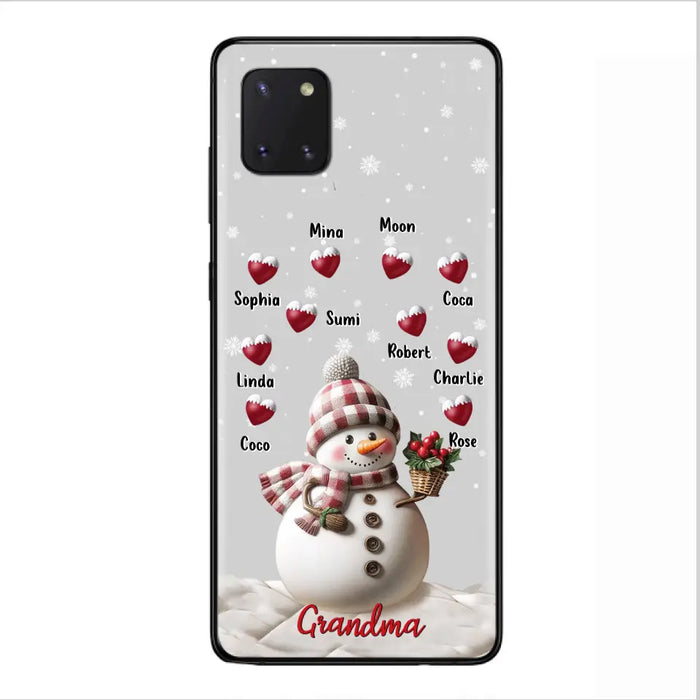 Custom Personalized Snowman Grandma Phone Case - Christmas Gift Idea For Grandma - Up to 10 Kids - Case For iPhone/Samsung