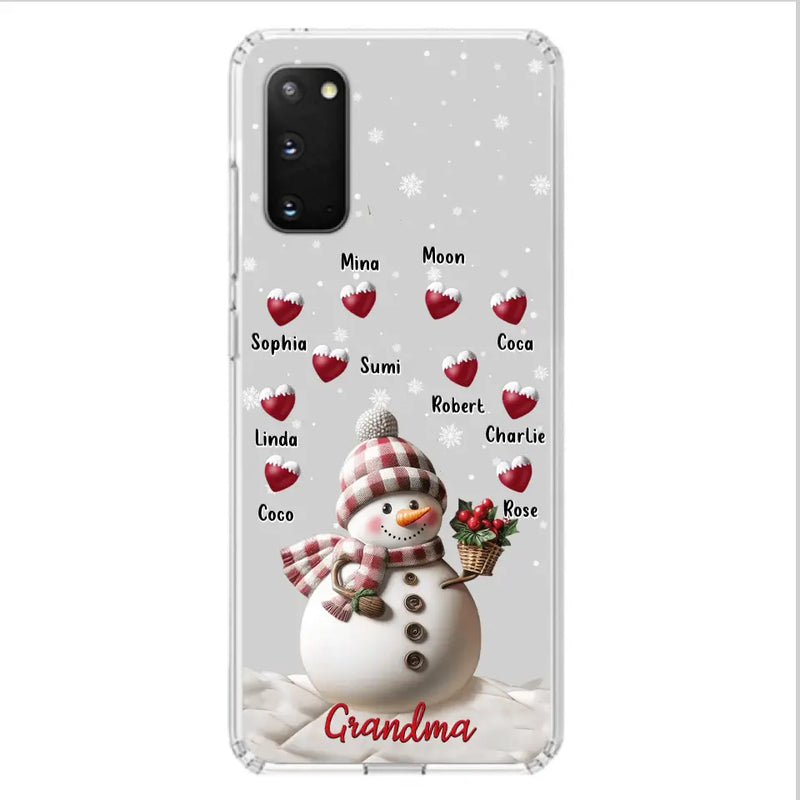 Personalized Snowman Grandma Phone Case - Christmas Gift Idea For Grandma - Up to 10 Kids - Case For iPhone/Samsung