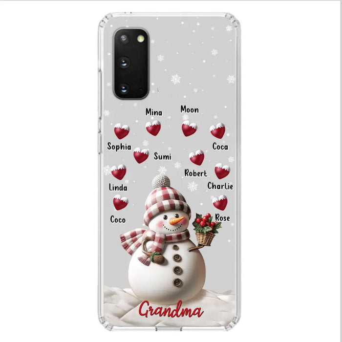 Custom Personalized Snowman Grandma Phone Case - Christmas Gift Idea For Grandma - Up to 10 Kids - Case For iPhone/Samsung