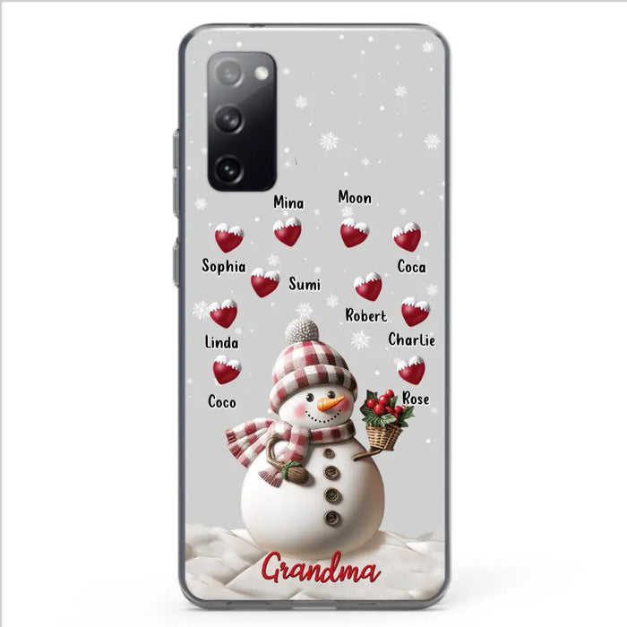 Custom Personalized Snowman Grandma Phone Case - Christmas Gift Idea For Grandma - Up to 10 Kids - Case For iPhone/Samsung