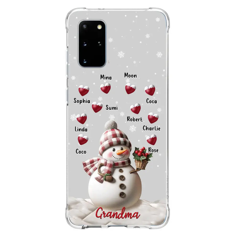 Personalized Snowman Grandma Phone Case - Christmas Gift Idea For Grandma - Up to 10 Kids - Case For iPhone/Samsung