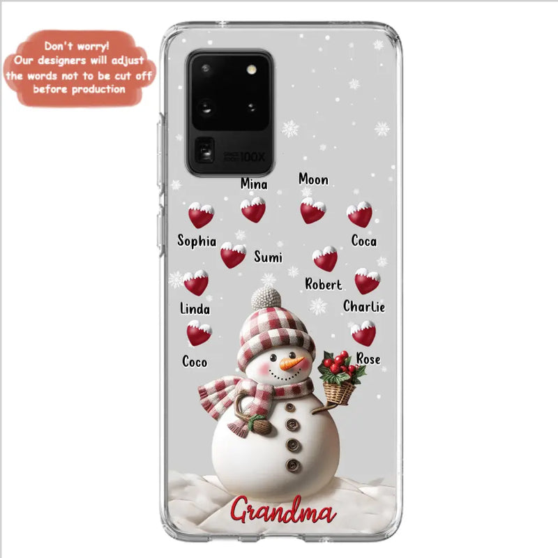 Personalized Snowman Grandma Phone Case - Christmas Gift Idea For Grandma - Up to 10 Kids - Case For iPhone/Samsung