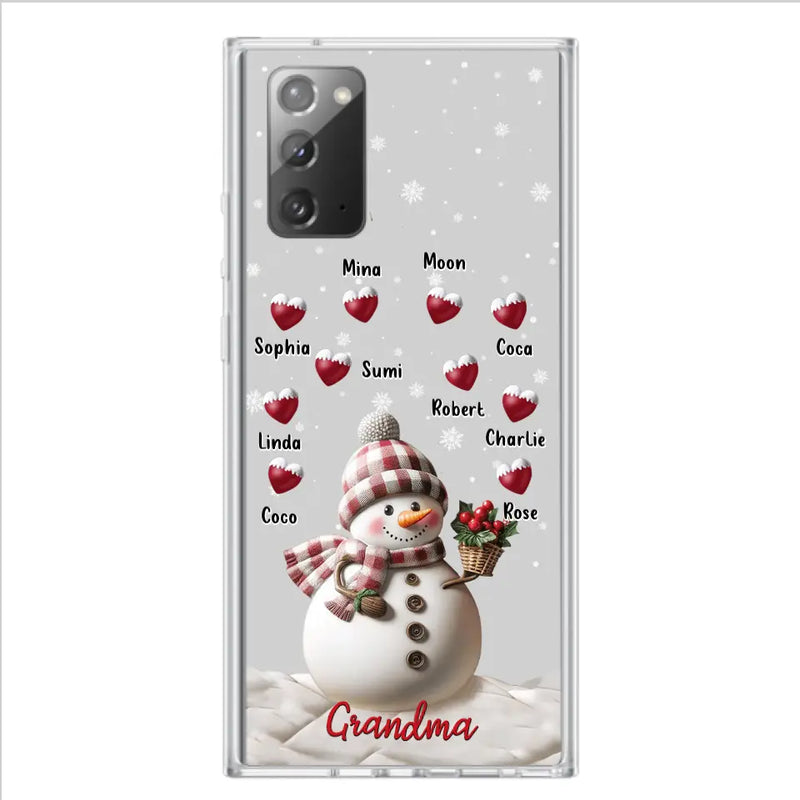 Personalized Snowman Grandma Phone Case - Christmas Gift Idea For Grandma - Up to 10 Kids - Case For iPhone/Samsung