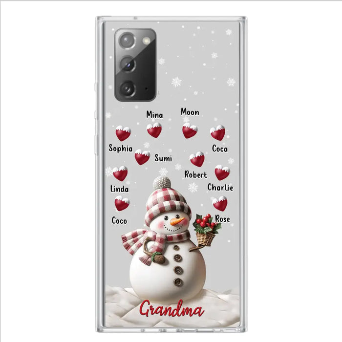 Custom Personalized Snowman Grandma Phone Case - Christmas Gift Idea For Grandma - Up to 10 Kids - Case For iPhone/Samsung