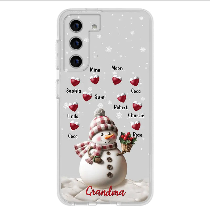 Personalized Snowman Grandma Phone Case - Christmas Gift Idea For Grandma - Up to 10 Kids - Case For iPhone/Samsung