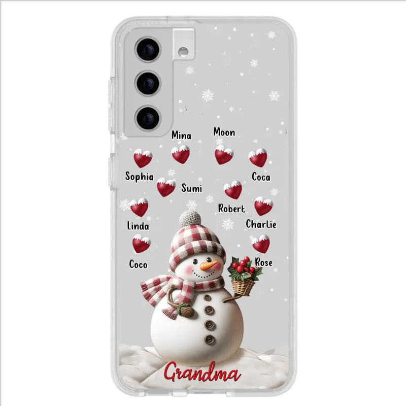 Personalized Snowman Grandma Phone Case - Christmas Gift Idea For Grandma - Up to 10 Kids - Case For iPhone/Samsung