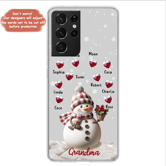 Custom Personalized Snowman Grandma Phone Case - Christmas Gift Idea For Grandma - Up to 10 Kids - Case For iPhone/Samsung