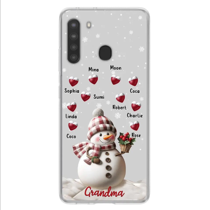 Personalized Snowman Grandma Phone Case - Christmas Gift Idea For Grandma - Up to 10 Kids - Case For iPhone/Samsung