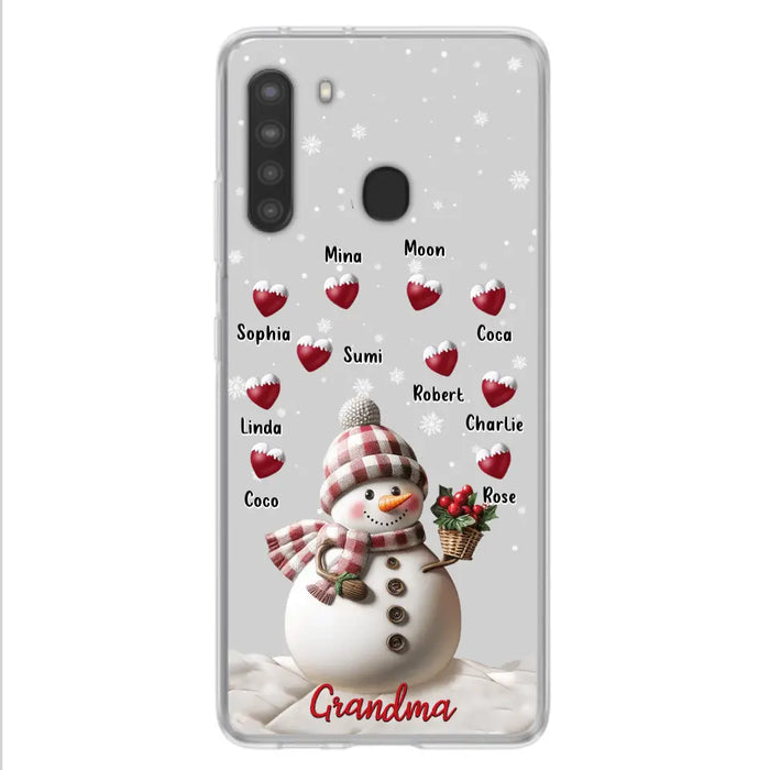 Custom Personalized Snowman Grandma Phone Case - Christmas Gift Idea For Grandma - Up to 10 Kids - Case For iPhone/Samsung