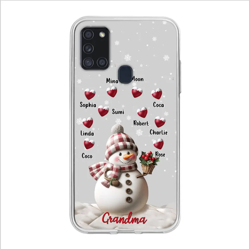 Personalized Snowman Grandma Phone Case - Christmas Gift Idea For Grandma - Up to 10 Kids - Case For iPhone/Samsung