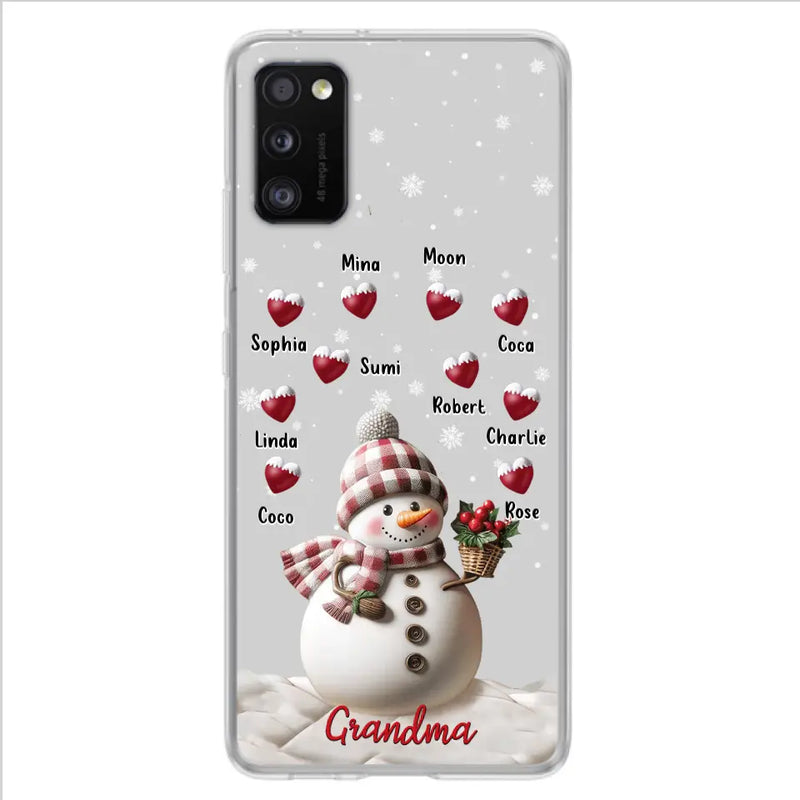 Personalized Snowman Grandma Phone Case - Christmas Gift Idea For Grandma - Up to 10 Kids - Case For iPhone/Samsung