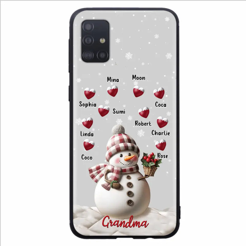 Personalized Snowman Grandma Phone Case - Christmas Gift Idea For Grandma - Up to 10 Kids - Case For iPhone/Samsung