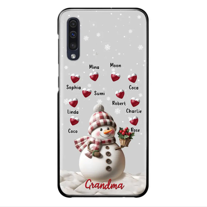 Custom Personalized Snowman Grandma Phone Case - Christmas Gift Idea For Grandma - Up to 10 Kids - Case For iPhone/Samsung