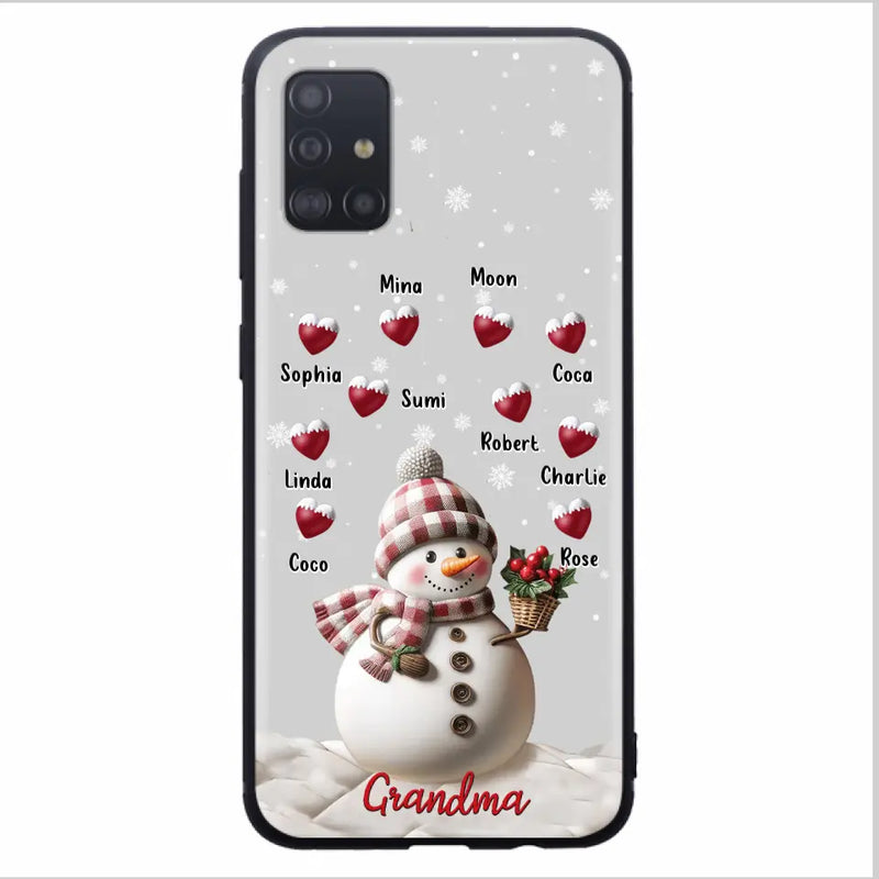 Personalized Snowman Grandma Phone Case - Christmas Gift Idea For Grandma - Up to 10 Kids - Case For iPhone/Samsung