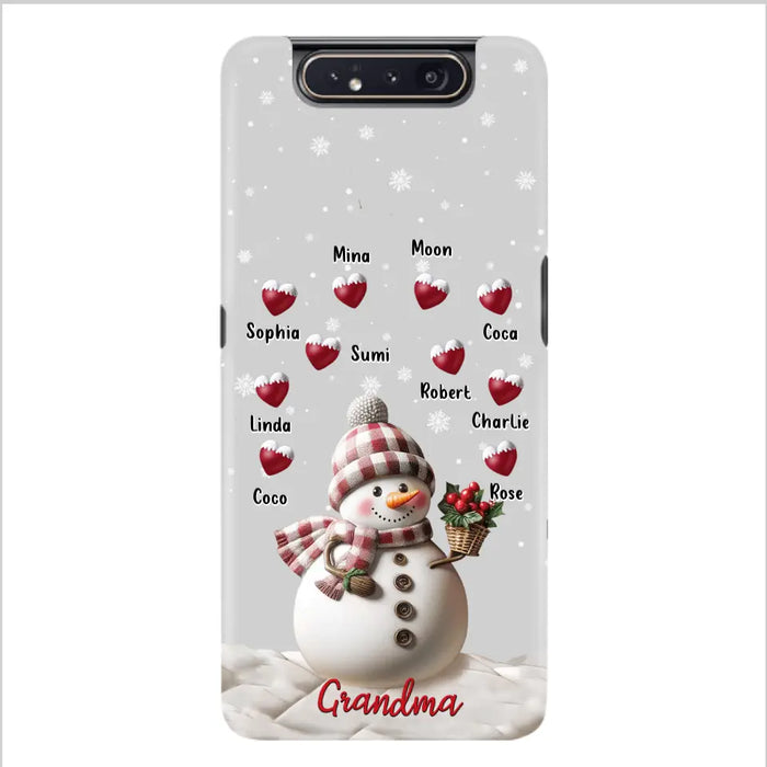 Custom Personalized Snowman Grandma Phone Case - Christmas Gift Idea For Grandma - Up to 10 Kids - Case For iPhone/Samsung