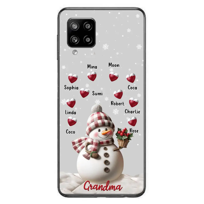 Custom Personalized Snowman Grandma Phone Case - Christmas Gift Idea For Grandma - Up to 10 Kids - Case For iPhone/Samsung