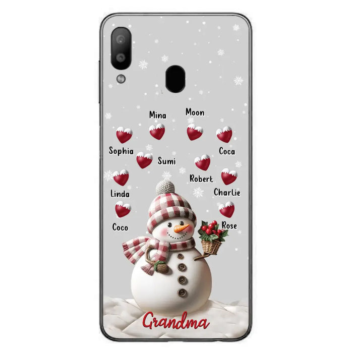 Custom Personalized Snowman Grandma Phone Case - Christmas Gift Idea For Grandma - Up to 10 Kids - Case For iPhone/Samsung