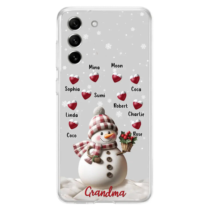 Custom Personalized Snowman Grandma Phone Case - Christmas Gift Idea For Grandma - Up to 10 Kids - Case For iPhone/Samsung