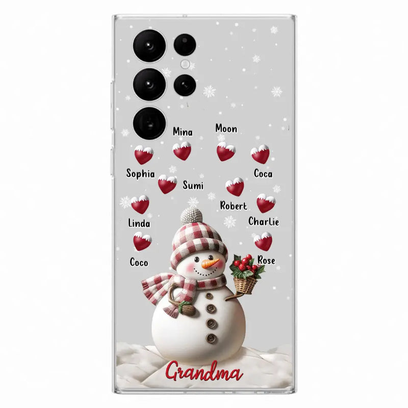 Personalized Snowman Grandma Phone Case - Christmas Gift Idea For Grandma - Up to 10 Kids - Case For iPhone/Samsung