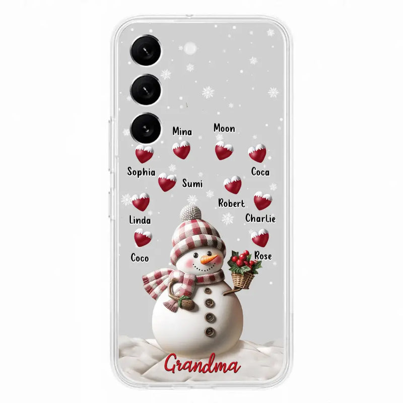 Personalized Snowman Grandma Phone Case - Christmas Gift Idea For Grandma - Up to 10 Kids - Case For iPhone/Samsung
