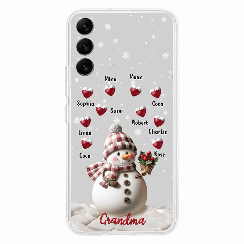 Personalized Snowman Grandma Phone Case - Christmas Gift Idea For Grandma - Up to 10 Kids - Case For iPhone/Samsung