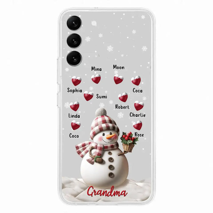 Custom Personalized Snowman Grandma Phone Case - Christmas Gift Idea For Grandma - Up to 10 Kids - Case For iPhone/Samsung