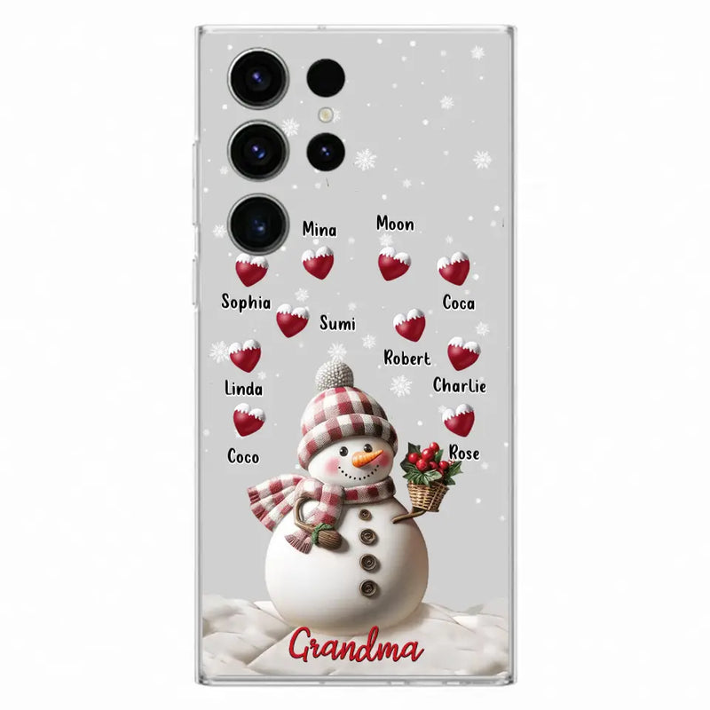 Personalized Snowman Grandma Phone Case - Christmas Gift Idea For Grandma - Up to 10 Kids - Case For iPhone/Samsung