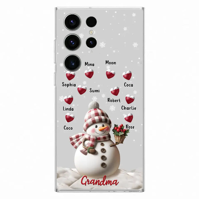 Custom Personalized Snowman Grandma Phone Case - Christmas Gift Idea For Grandma - Up to 10 Kids - Case For iPhone/Samsung