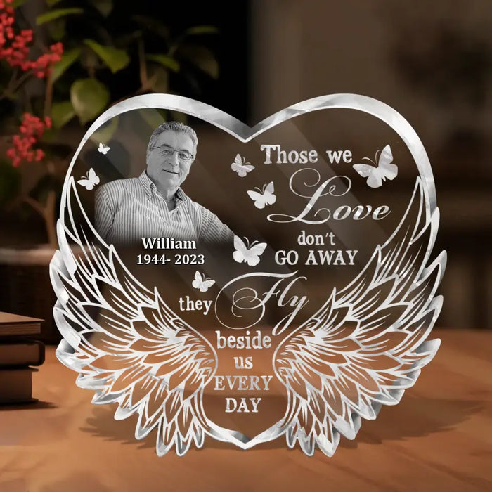 Custom Personalized In Loving Memory Acrylic Plaque - Memorial Gift Idea For Christmas/ Family Member - Upload Photo - Those We Love Don't Go Away They Fly Beside Us Every Day
