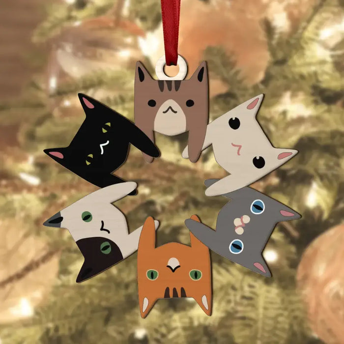 Cat Snowflake Wooden Ornament - Christmas Gift Idea for Cat Lovers