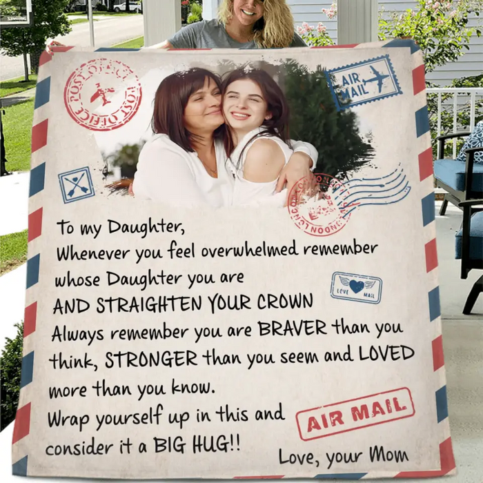 Custom Personalized Mom & Daughter Photo Quilt/ Fleece Throw Blanket - Gift Idea For Mom - Upload Photo - Whenever You Feel Overwhelmed