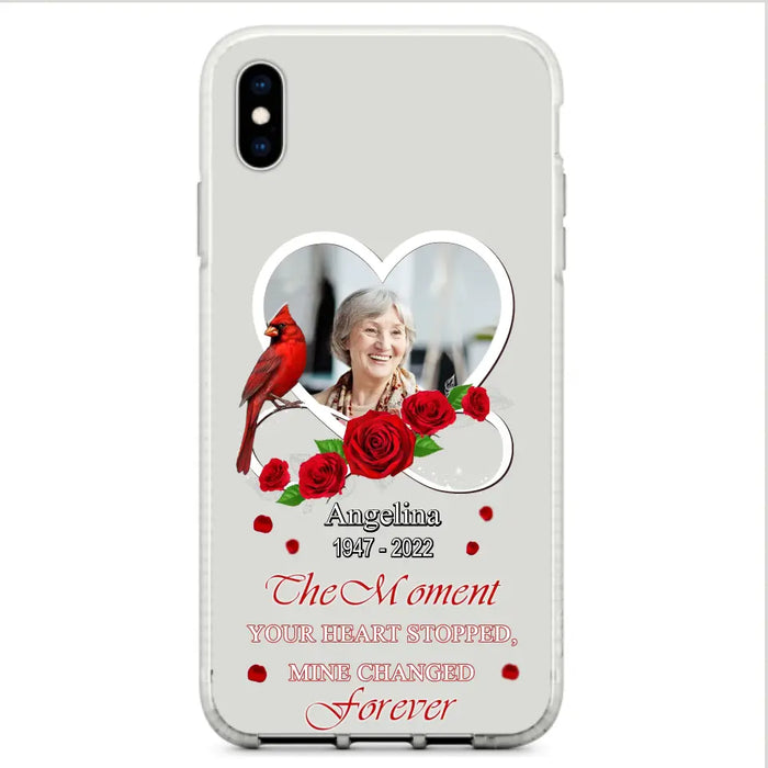 Custom Personalized Memorial Phone Case - Upload Photo - Memorial Gift Idea For Family Member - The Moment Your Heart Stopped Mine Changed Forever - Case For iPhone/Samsung